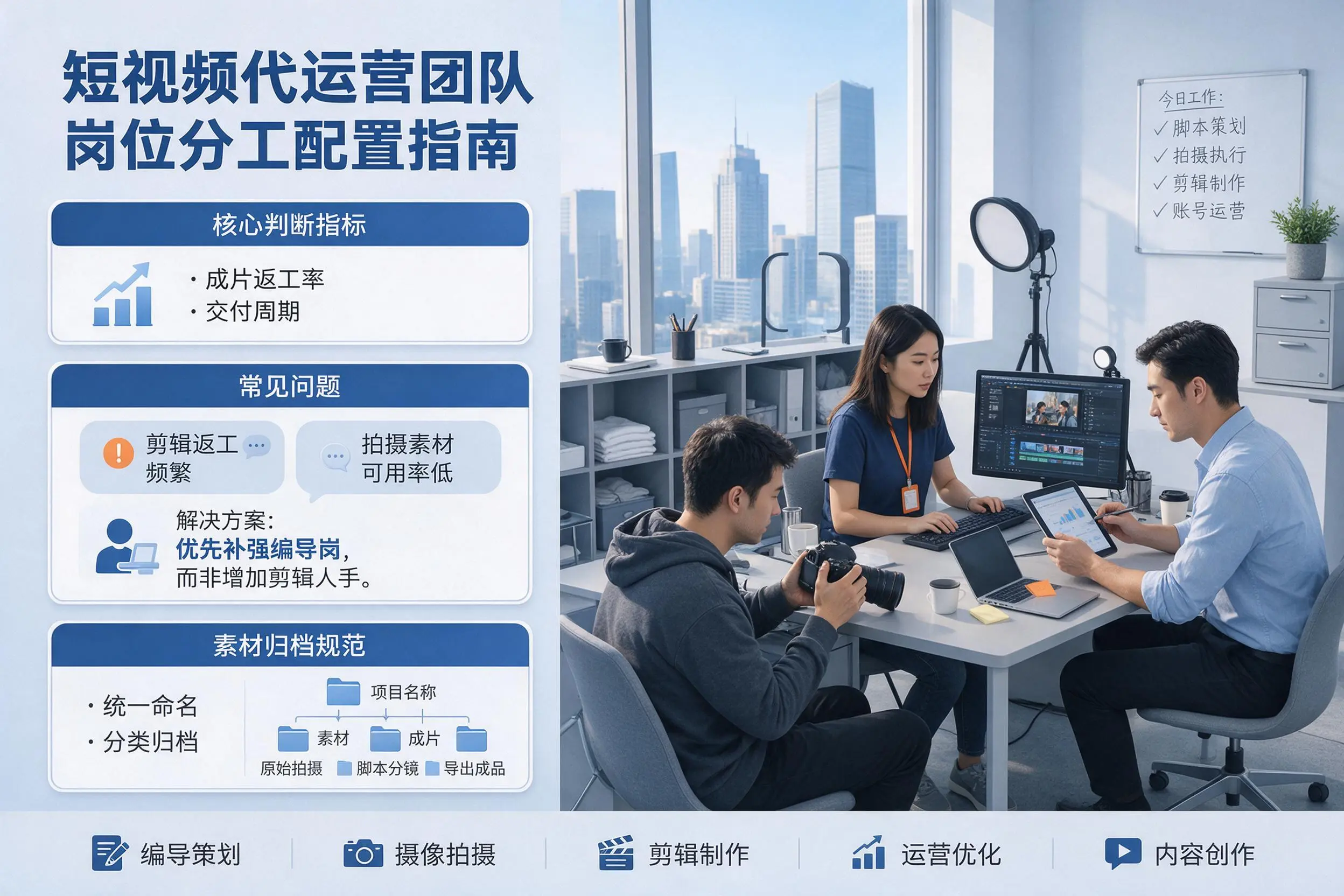 短视频代运营团队如何配置？绍兴企业岗位分工科普说明