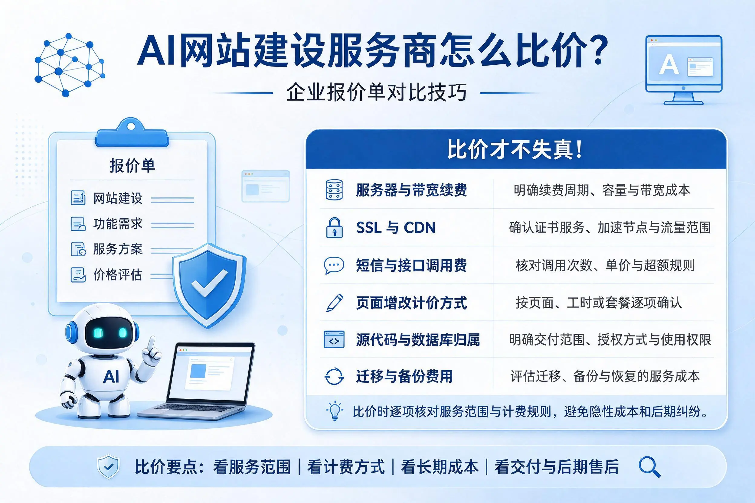 AI网站建设服务商怎么比价？绍兴企业报价单对比技巧